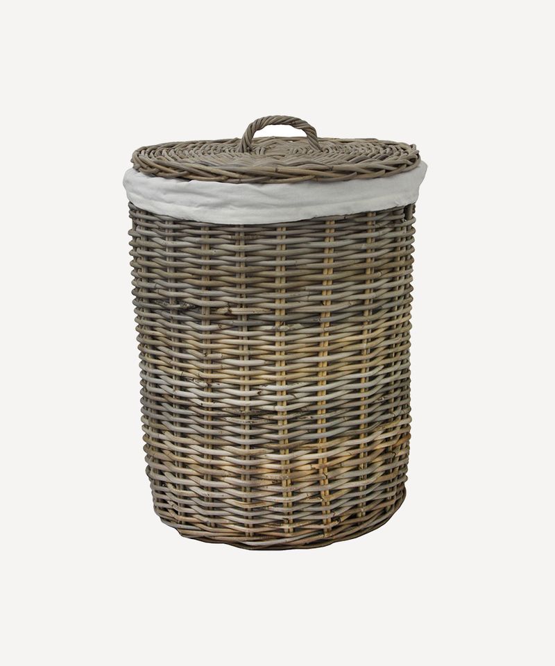 Round Rattan Laundry Basket Large
