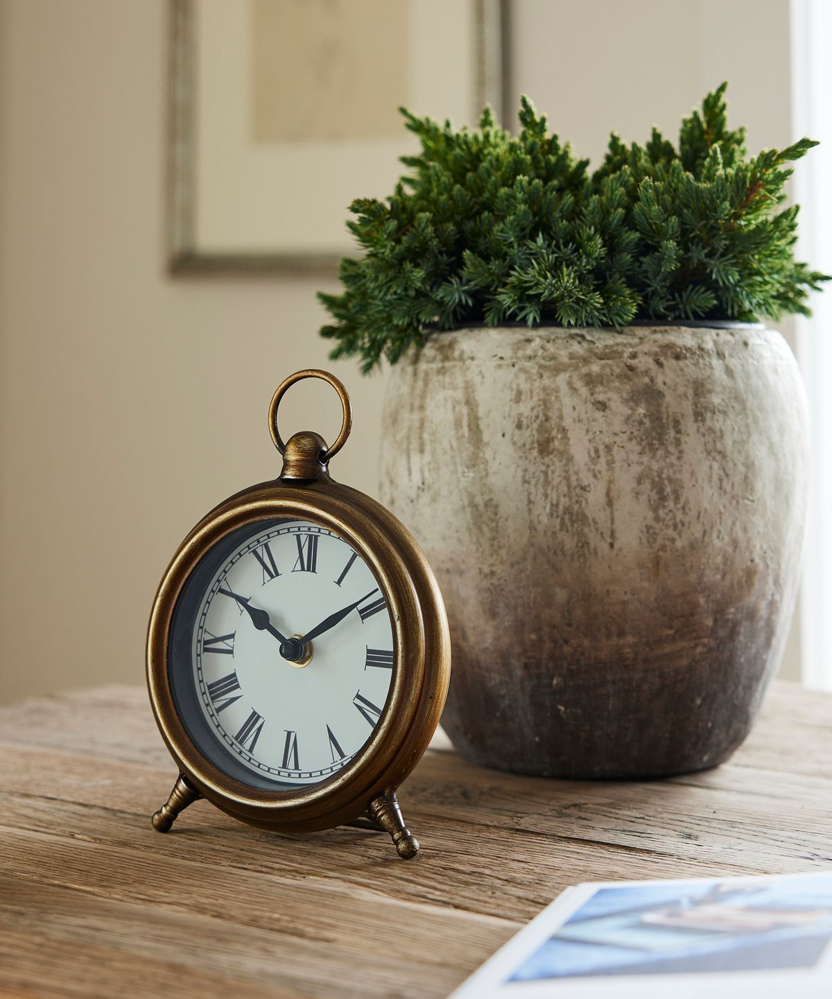 Desk Clock  Antique Gold