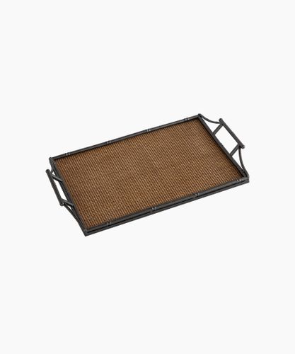 Rattan & Faux Bamboo Handle Tray Small