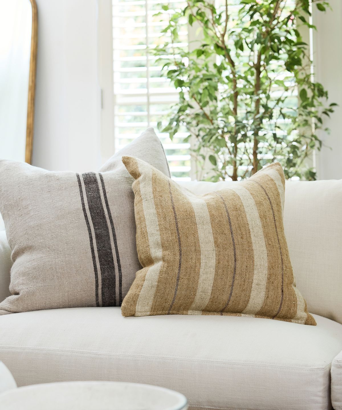 Marigold Linen Multi Stripe Cushion