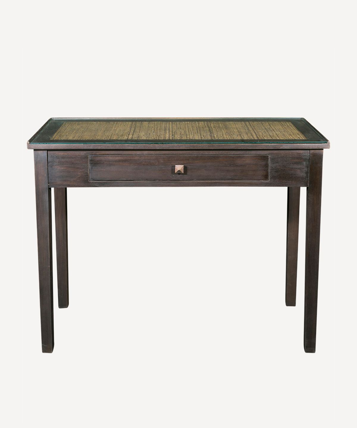 Lisbon Dark Wood Rattan Desk