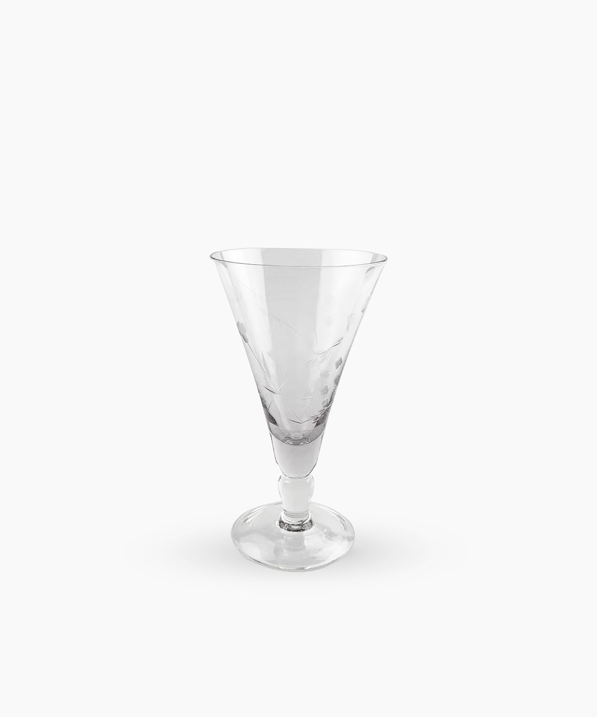 Floral Etched  Short Wine Glass Clear