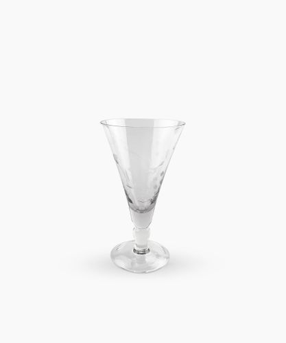 Floral Etched  Short Wine Glass Clear