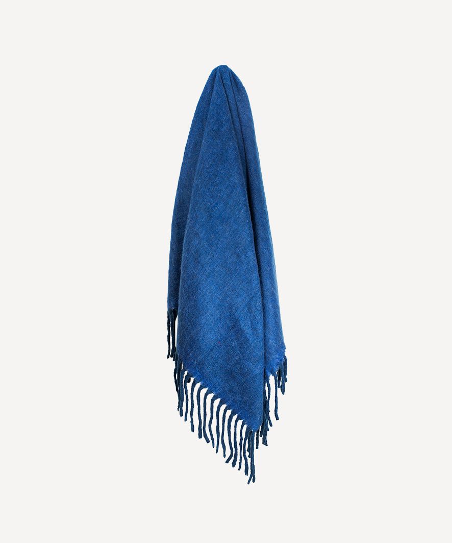 Solid Fringed Blue Throw