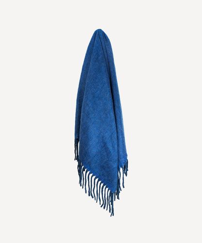 Solid Fringed Blue Throw