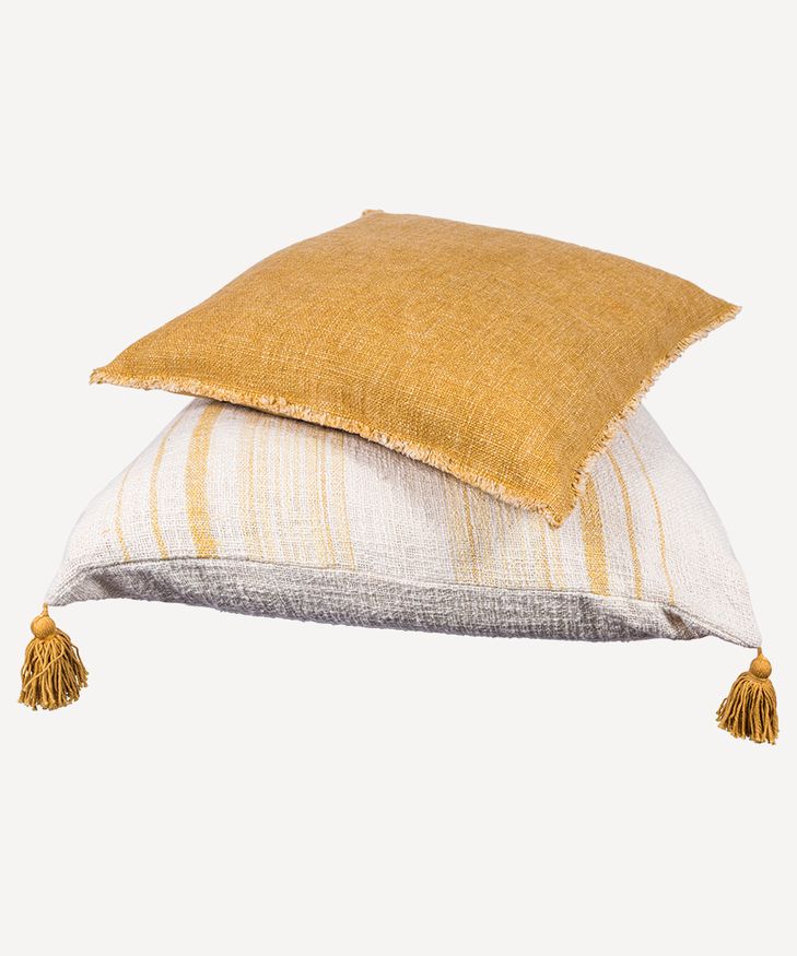 Butter Stripe Tassel Cushion