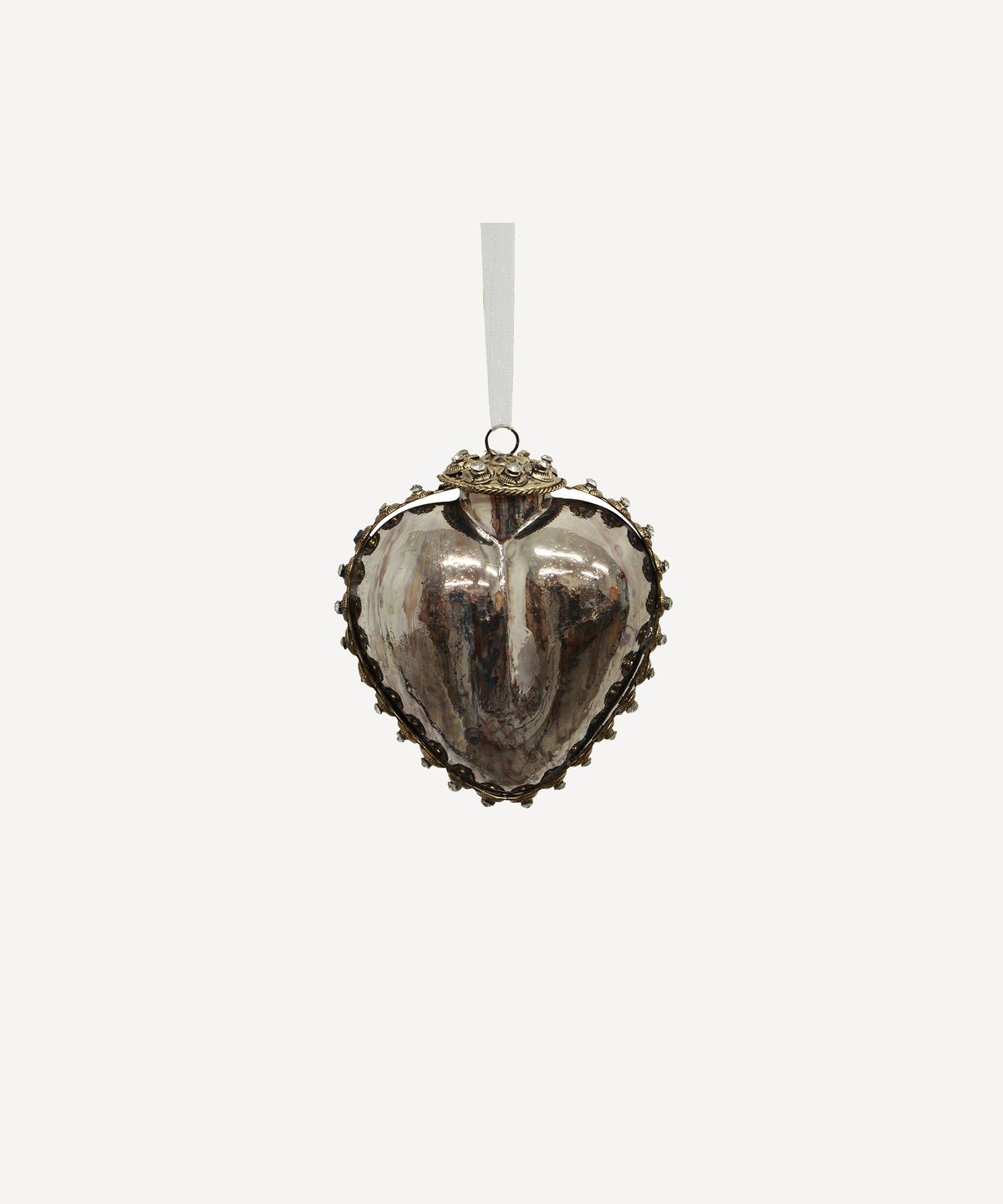 Ornate Glass Heart Silver