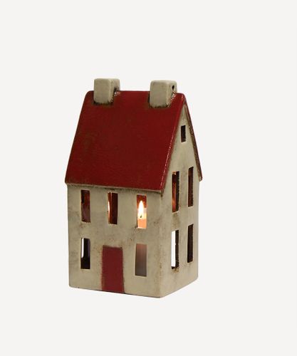 Alsace Tea Light Tall Chalet Red White