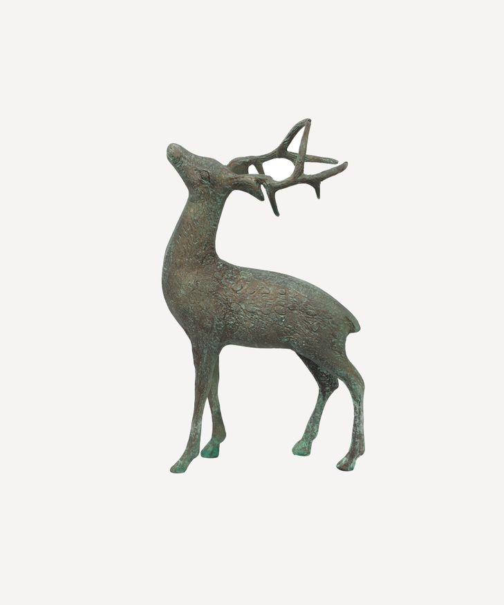 Reindeer Head Up Brass Antique