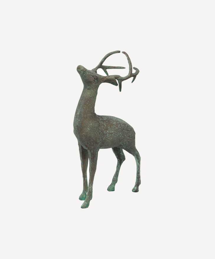 Reindeer Head Up Brass Antique