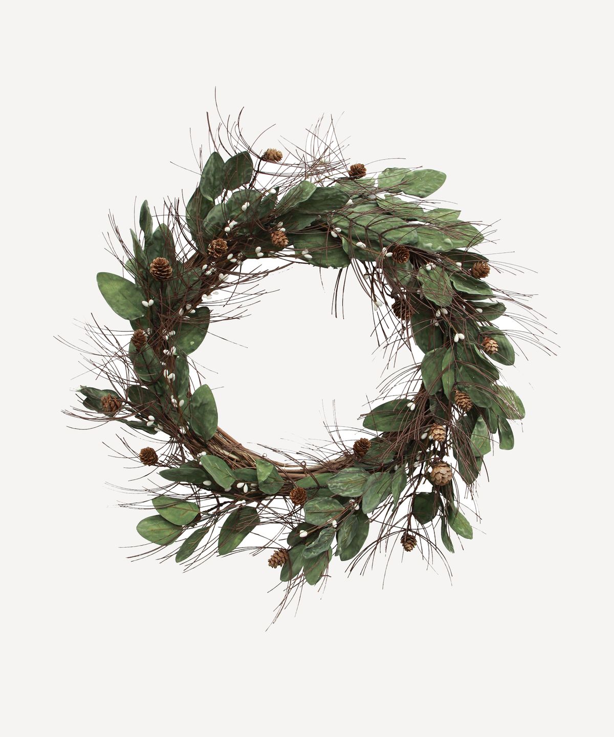 White Berry & Pinecone Wreath Large