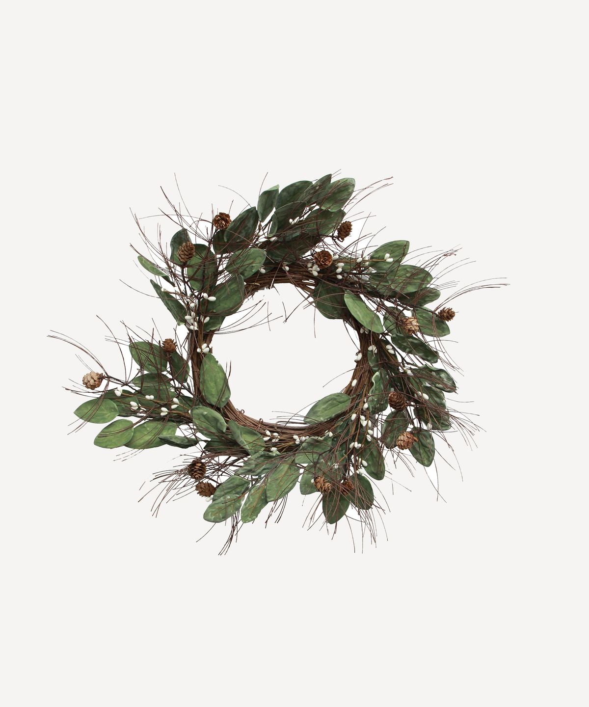 White Berry & Pinecone Wreath Small