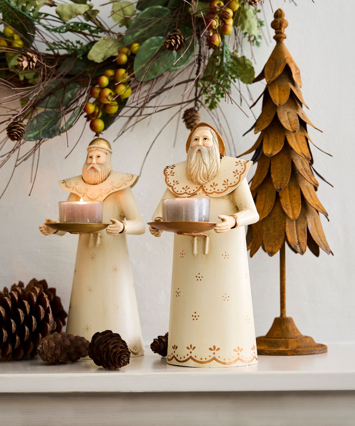 Santa with Candle Plate Copper