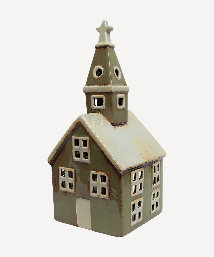 Alsace Tealight Church Olive Green