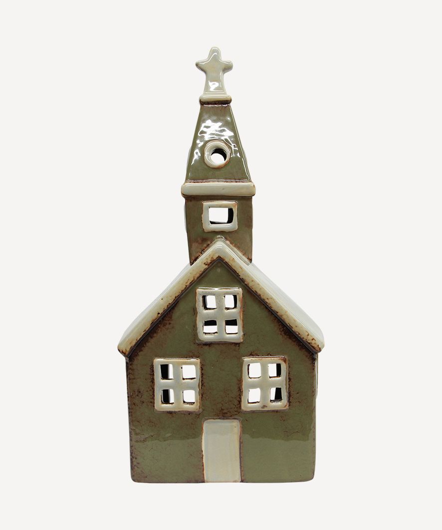 Alsace Tealight Church Olive Green