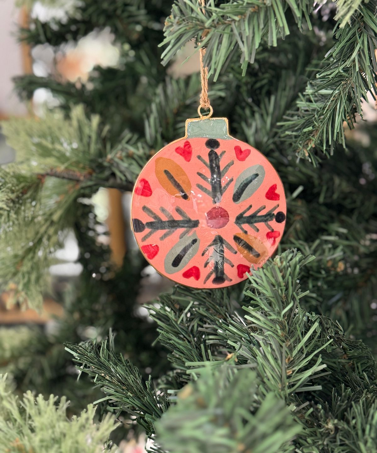 Enamel Bauble Pink Decoration