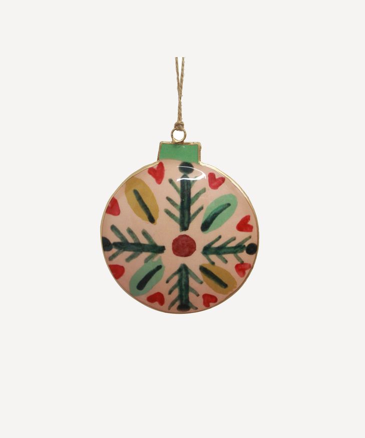 Enamel Bauble Pink Decoration