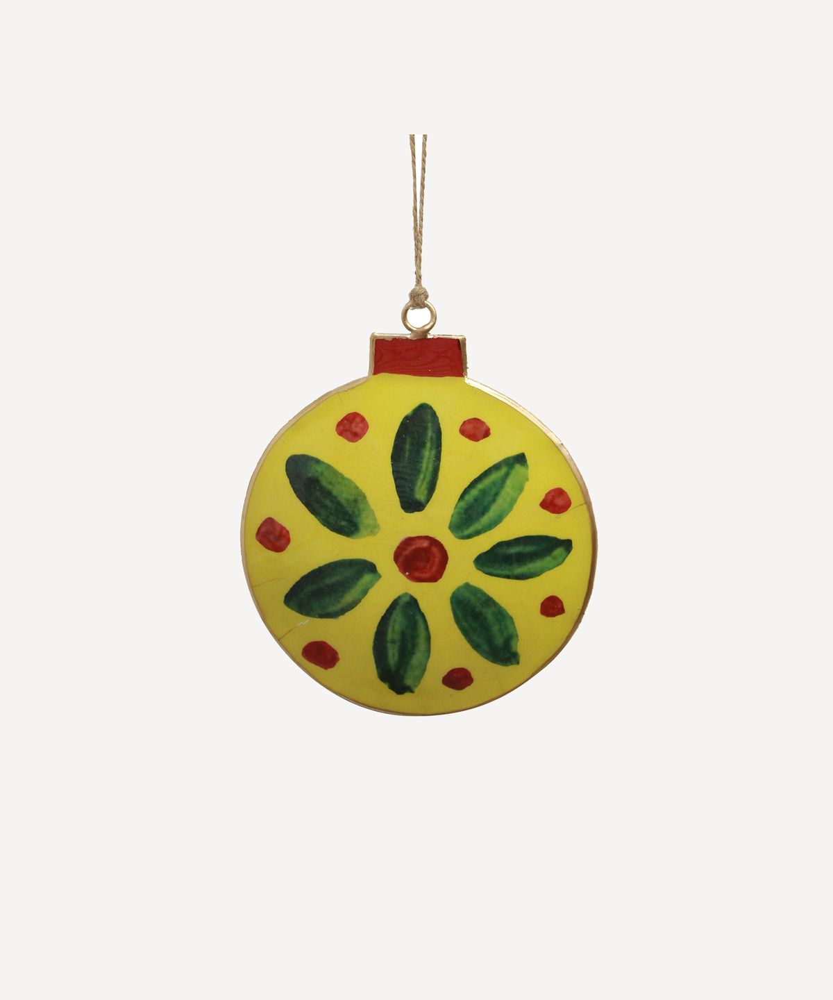 Enamel Bauble Yellow Decoration