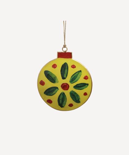 Enamel Bauble Yellow Decoration