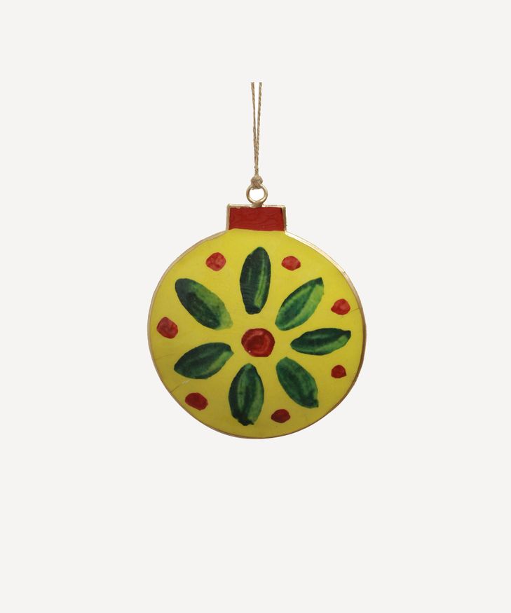 Enamel Bauble Yellow Decoration