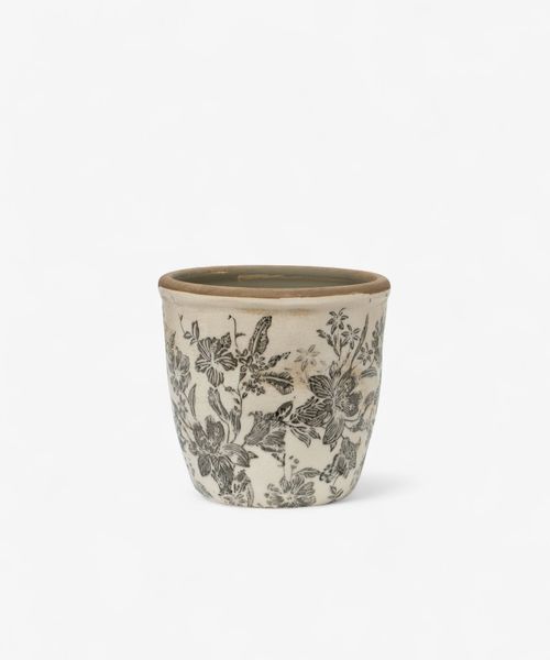 Black Floral Pot Small