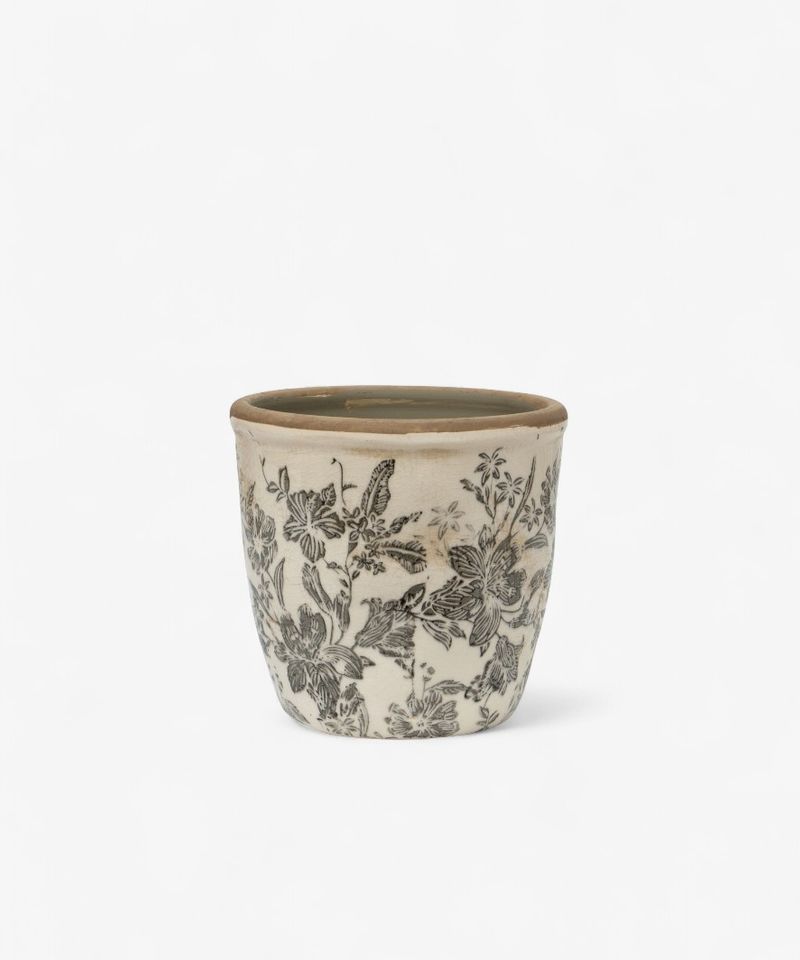 Black Floral Pot Small