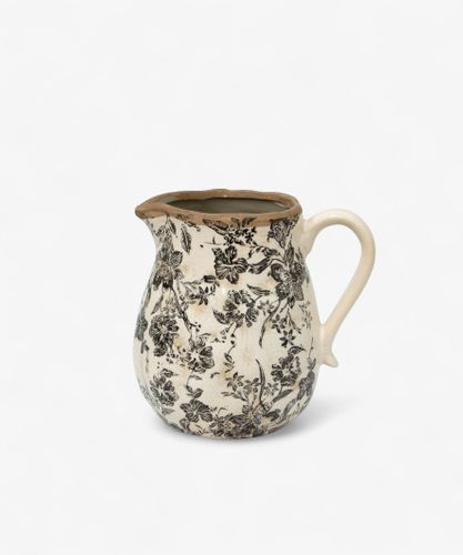 Black Floral Jug Tall