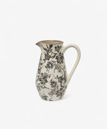 Black Floral Jug Tall