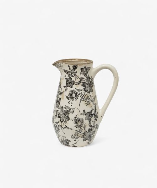 Black Floral Jug Tall