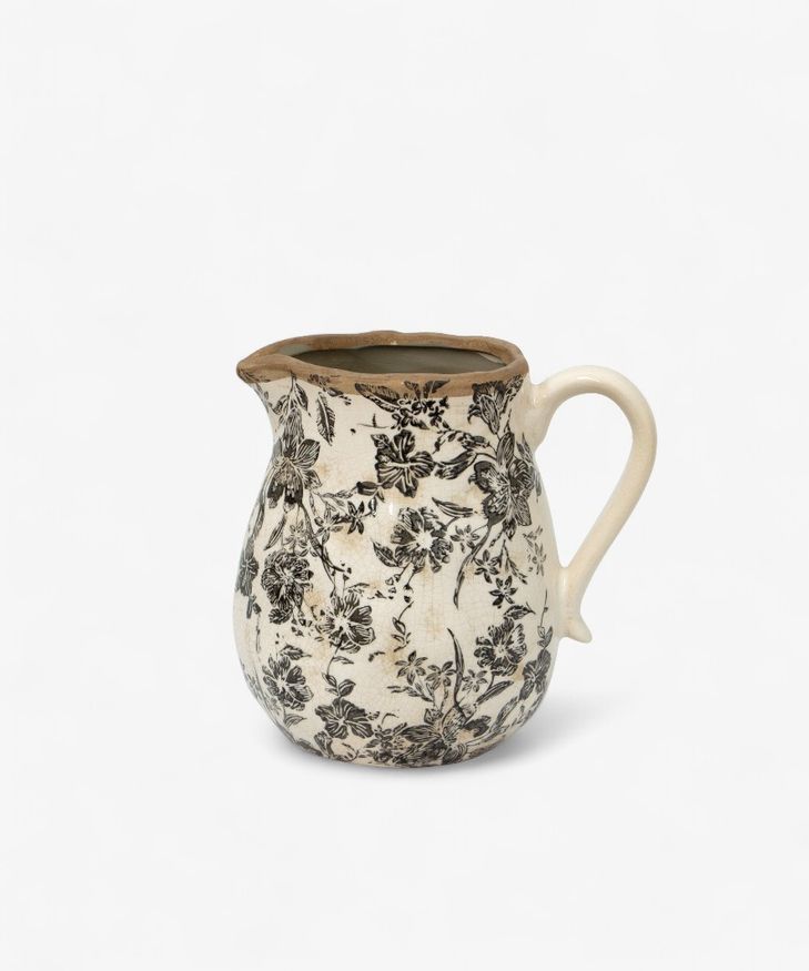 Black Floral Jug Tall