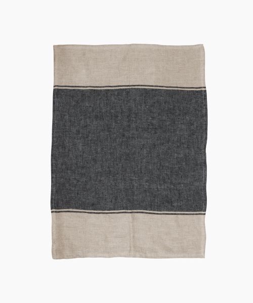 Twill Tea Towel Wide Charcoal Band