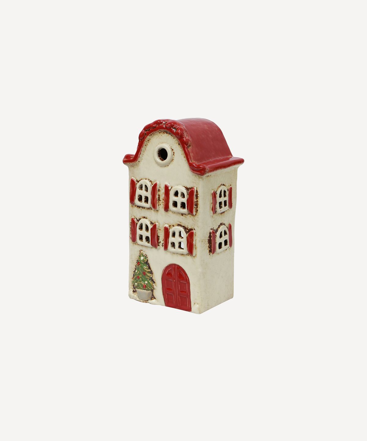 Alsace Tea Light Villa Christmas Stone with Red Shutters