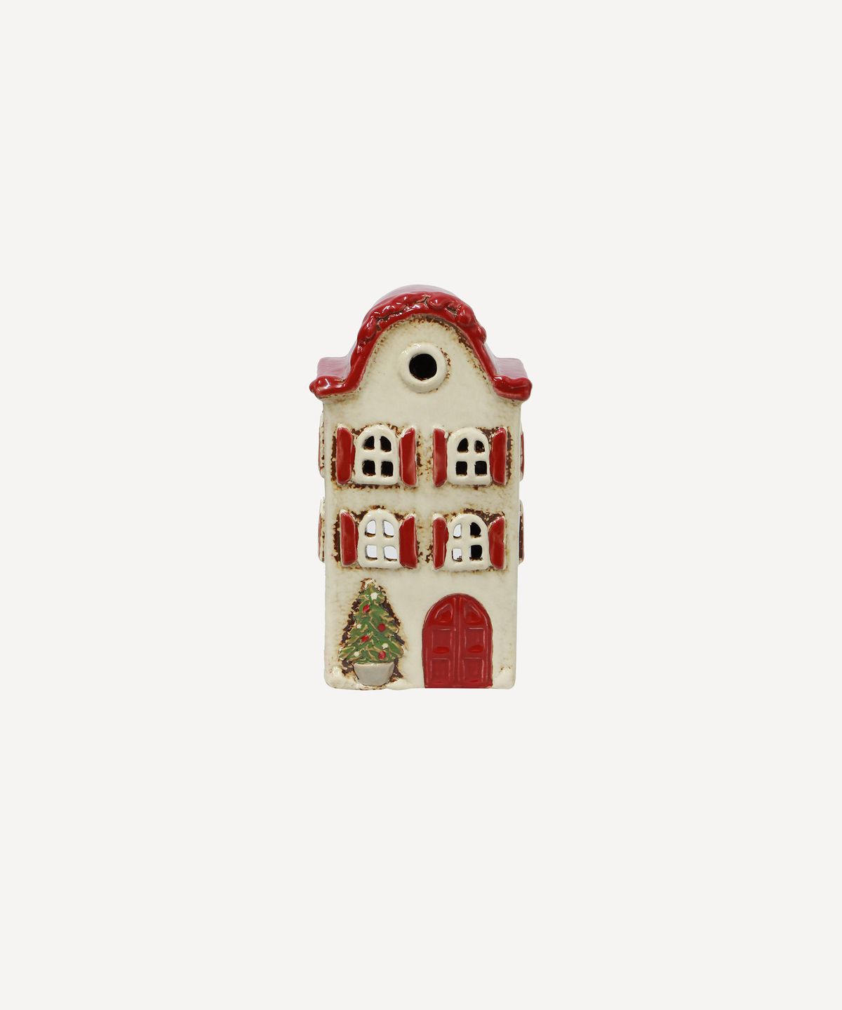 Alsace Tea Light Villa Christmas Stone with Red Shutters