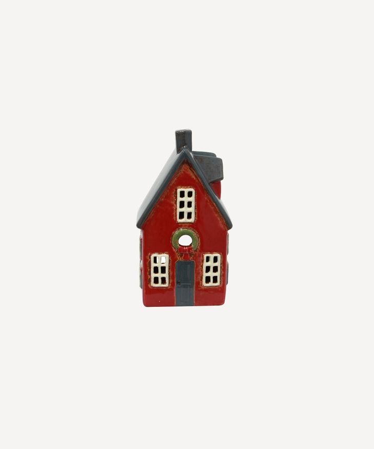 Alsace Tea Light Cottage Red with Wreath