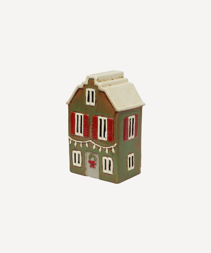 Alsace Tea Light House Christmas Green with Shutters