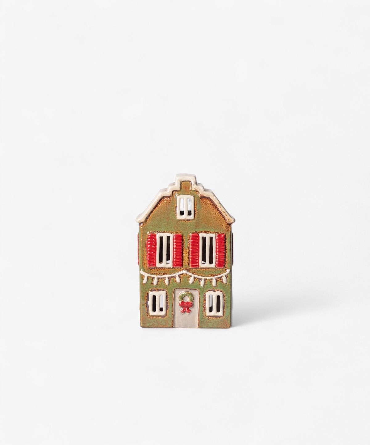 Alsace Tea Light House Christmas Green with Shutters