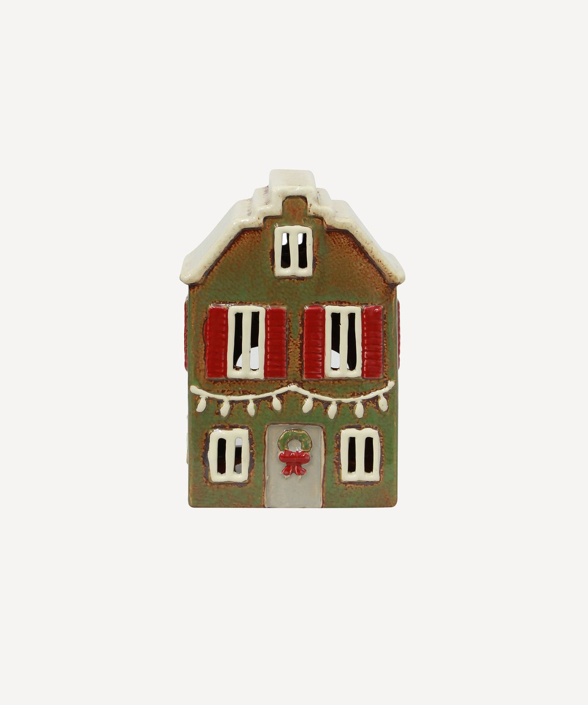 Alsace Tea Light House Christmas Green with Shutters