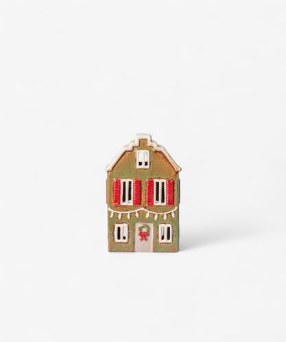 Alsace Tea Light House Christmas Green with Shutters