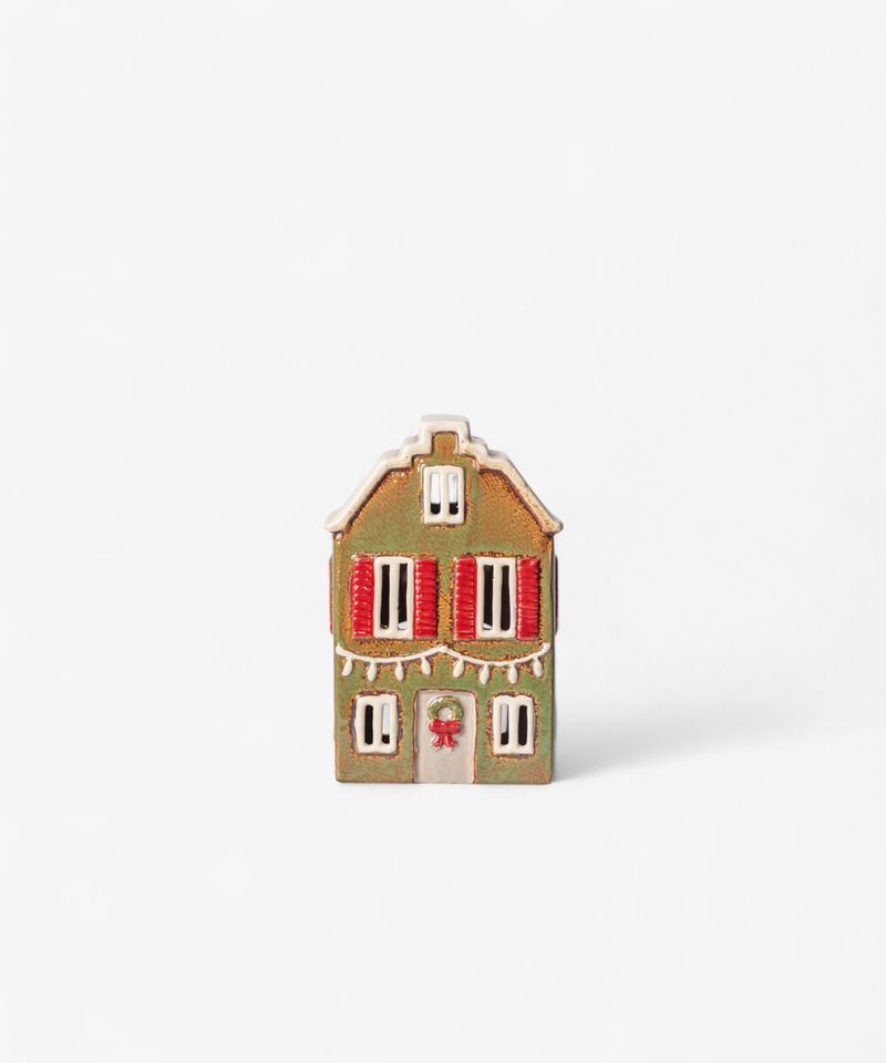Alsace Tea Light House Christmas Green with Shutters