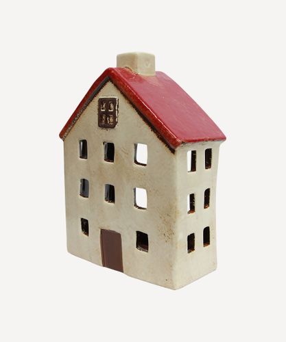 Alsace Tea Light Wide Chalet Red White