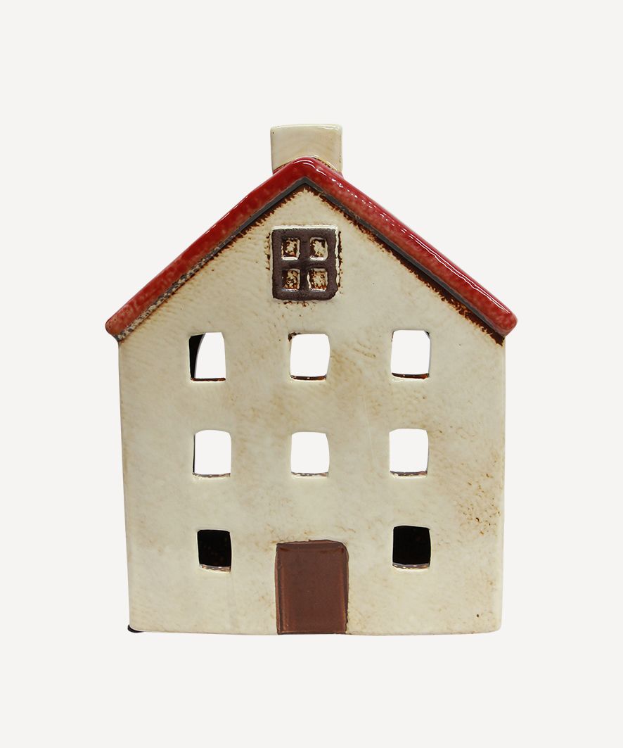 Alsace Tea Light Wide Chalet Red White