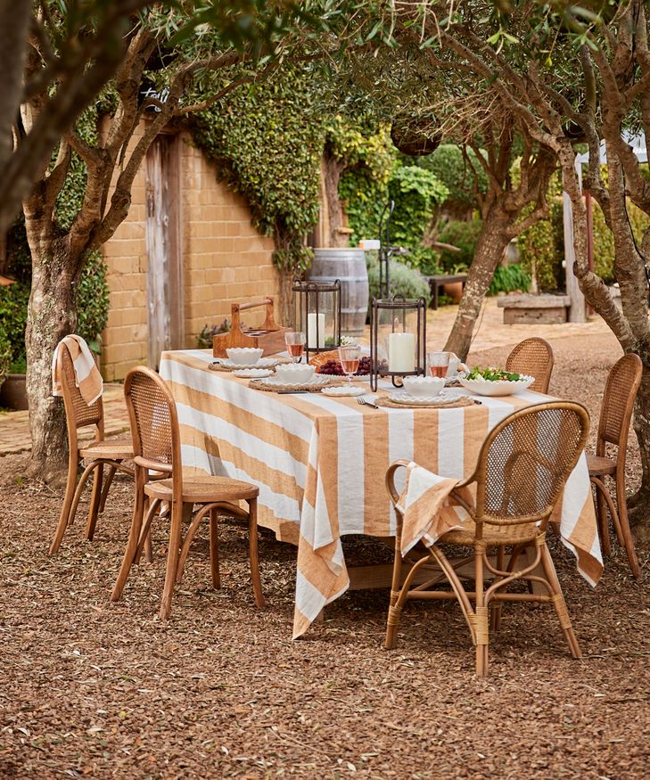 Striped Tablecloth Rust Large