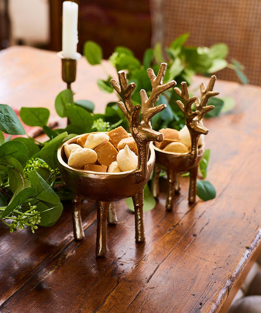 Reindeer Sweets Bowl Gold Large