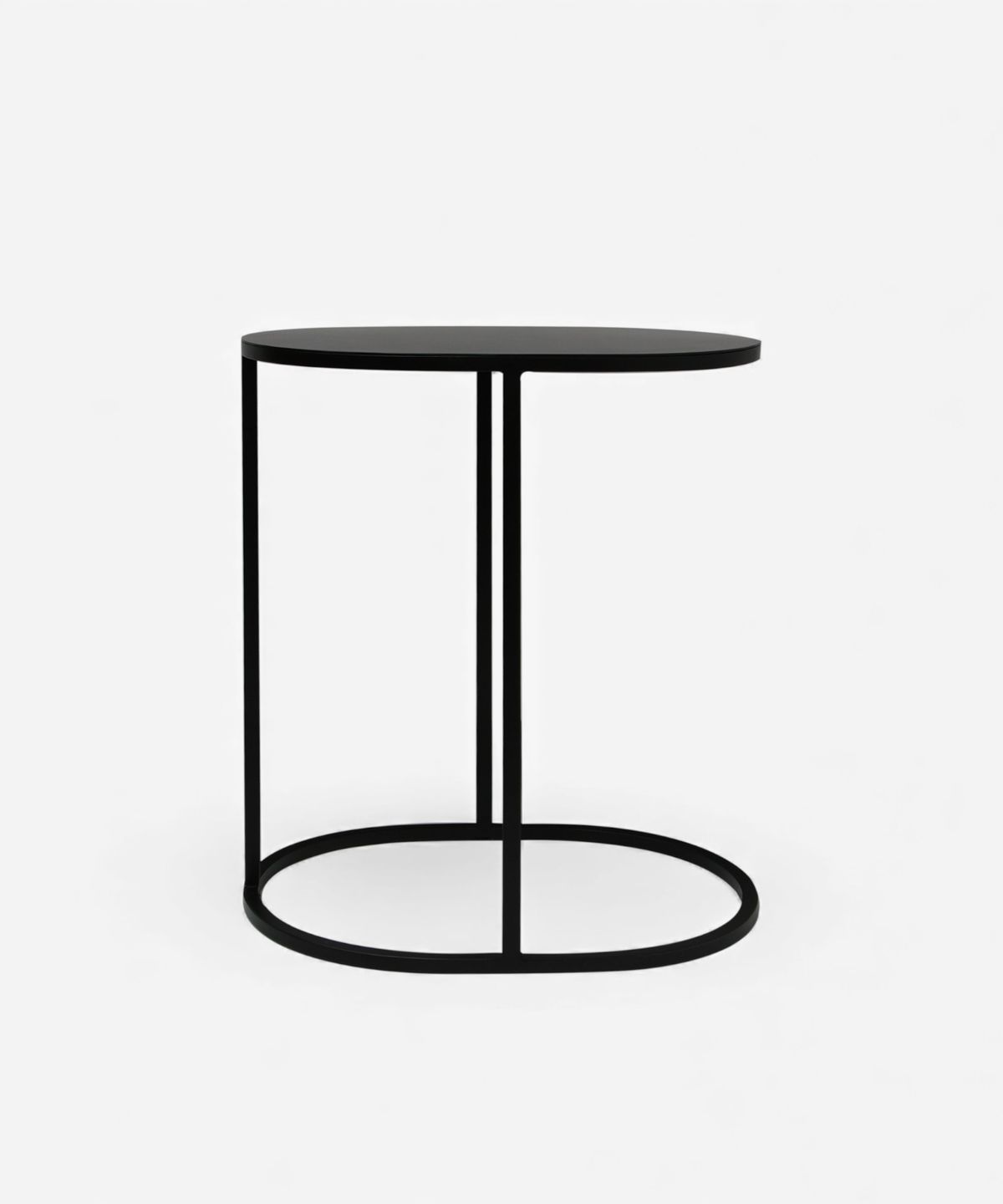 Oval Couch Side Table Black
