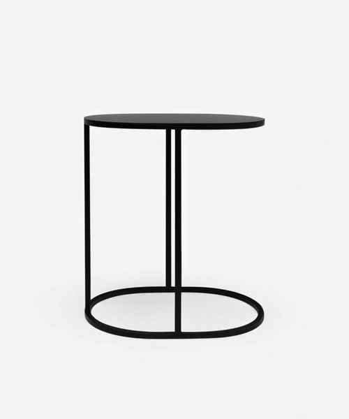 Oval Couch Side Table Black