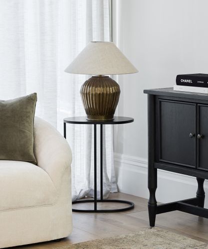 Oval Couch Side Table Black