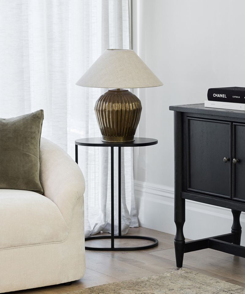 Oval Couch Side Table Black