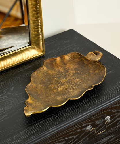 Leaf Plate Aged Gold