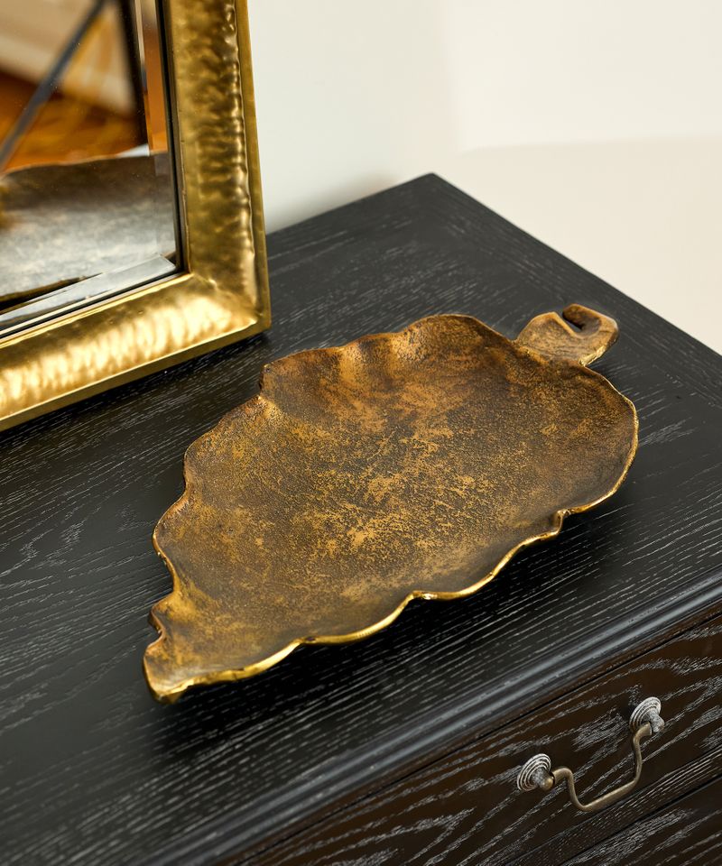 Leaf Plate Aged Gold