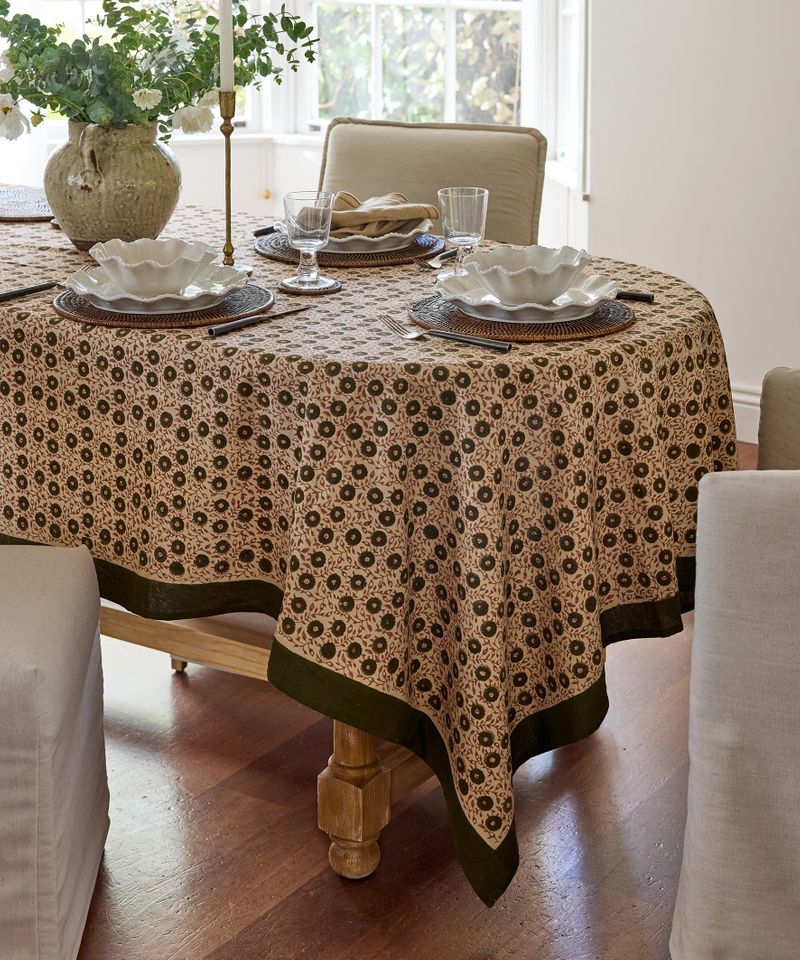 Odette Handblocked Cotton Tablecloth Small